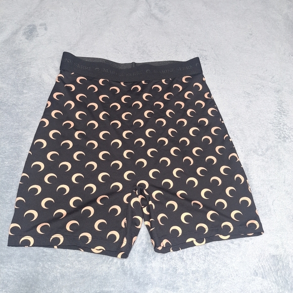 Marine Serre Pants - Marine Serre / Tan On Black - Recycled Moon Jersey Mini Shorts- W Sz Small
